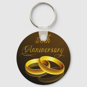 Porte-clés cinquantième Manuscrit d'or de l'anniversaire  