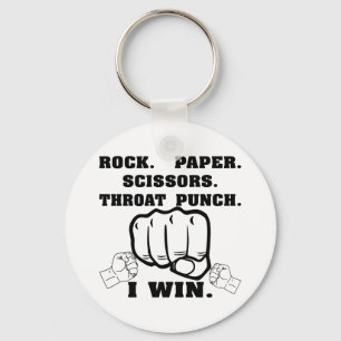 Porte-clés Ciseaux de papier roche Throat Punch Je gagne