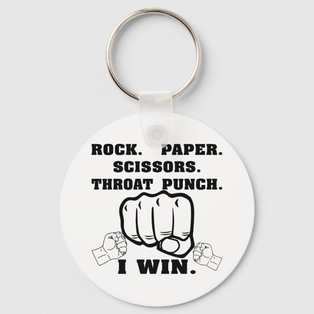 Porte-clés Ciseaux de papier roche Throat Punch Je gagne (Recto)