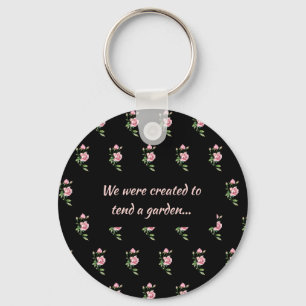 Porte-clés Citation chrétienne de fleur de rose rose Jardin