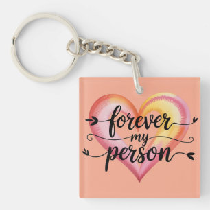 Porte-clés Citation d'amour à l'aquarelle : "À jamais ma pers
