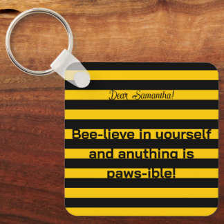 Porte-clés Citation d'amour mignonne Bumble Bee Stripes Motif