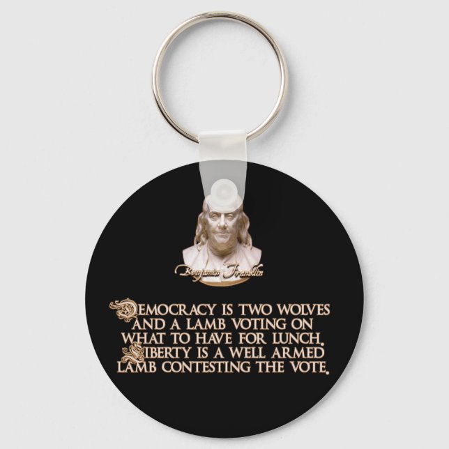 Porte-clés Citation de Ben Franklin : 2 loups et un agneau bi (Recto)