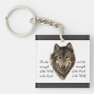 Porte-clés Citation de paquet de loup et de famille