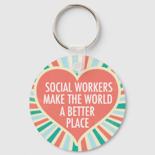 Porte-clés Citation de travail social inspirationnel Coeur Co