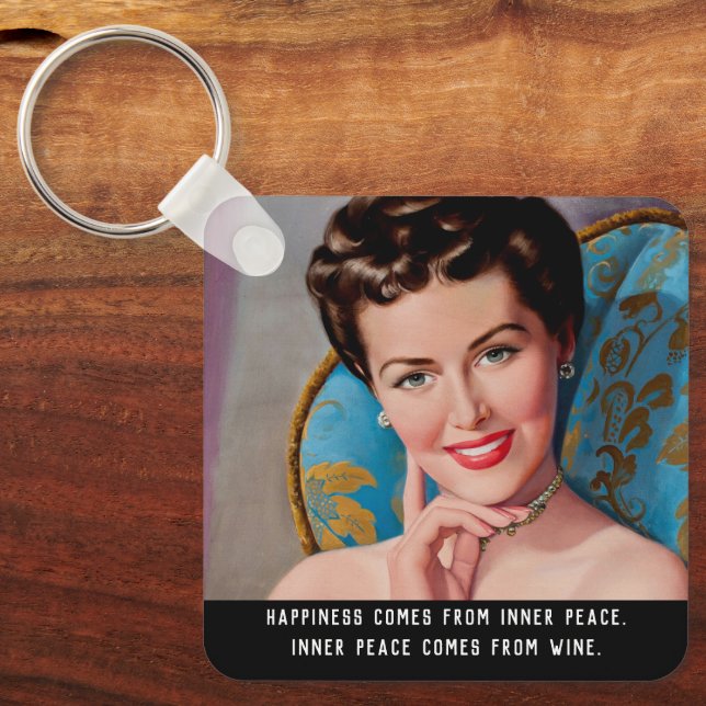 Porte-clés Citation de vin amusant Rétro Homemaker (Recto)