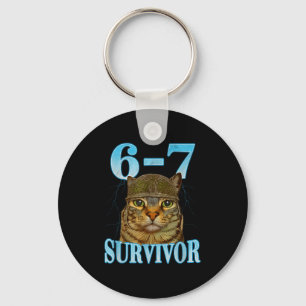 Porte-clés Citation drôle 67 Chat Mal au ventre Survivant Mèm