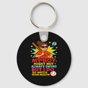 Porte-clés Citation drôle de maman de baseball pour le cadeau