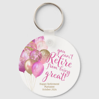 Porte-clés Citation drôle de retraite rose