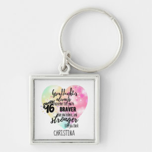 Porte-clés Citation forte Brave Grandgirl Sweet16 Custom