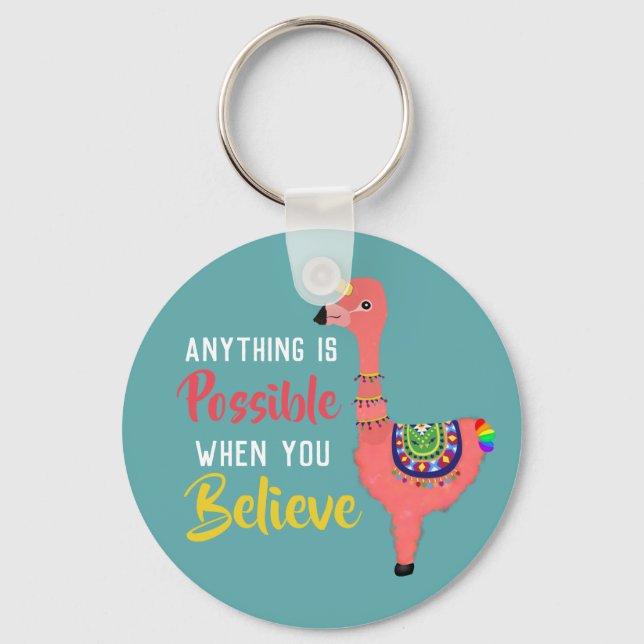 Porte-clés Citation Inspirational Unicorn Flamant rose Llama  (Recto)