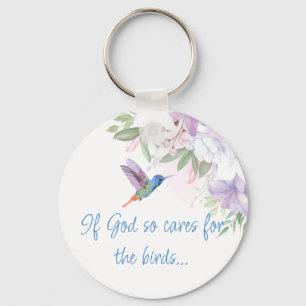 Porte-clés Citation Inspirée de la Bible Fleurs Colibri Ois