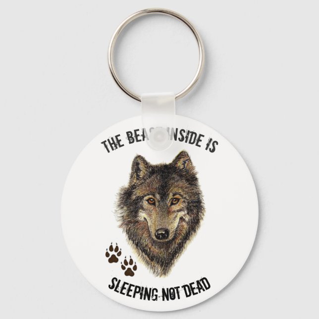Porte-clés Citation inspirée ou motivationnelle Loup Animal (Recto)