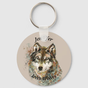 Porte-clés Citation Loups d'amour Nom personnalisé