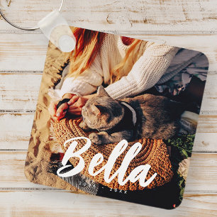 Porte-clés Citation Memorial Pet Cat Modern Simple Photo Chic