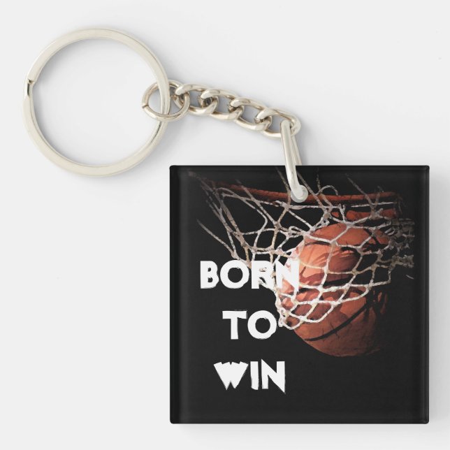 Porte-clés Citation motivationnelle disant Basketball né pour (Devant)