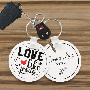 Porte-clés Citation Religieuse 'Aime Comme Jésus' Personnalis