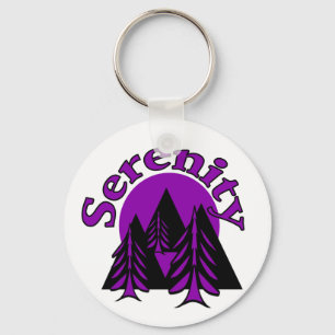 Porte-clés Citation Serenity Moderne Black Purple Lune Arbres