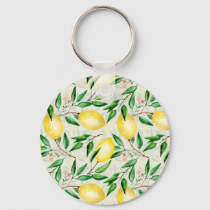 Porte-clés citrons aquarelle, motif de fruits sans soudure.