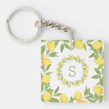Citrons Verdure Monogramme Élégant