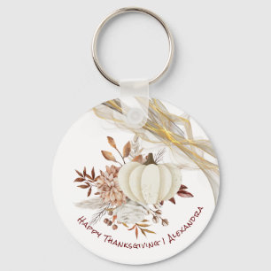 Porte-clés Citrouille d'aquarelle bon thanksgiving Golden Rib