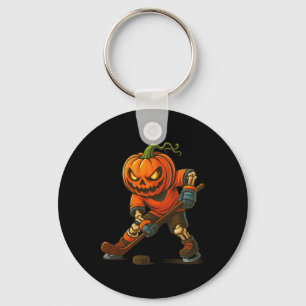 Porte-clés Citrouille de hockey sur glace visage d'Halloween