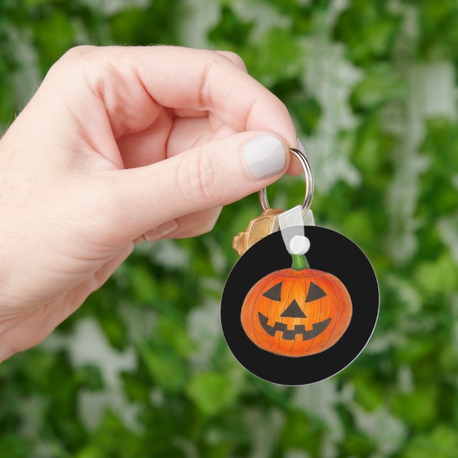 Porte-clés Citrouille de la gravure de l'Halloween Jack orang (main)
