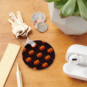 Porte-clés Citrouille D'Halloween, Citrouille Orange Trou Ou 
