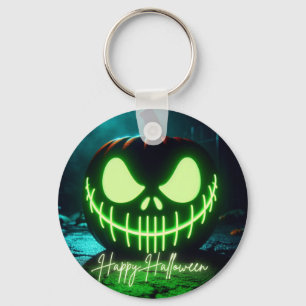 Porte-clés citrouille d'Halloween vert éffrayant
