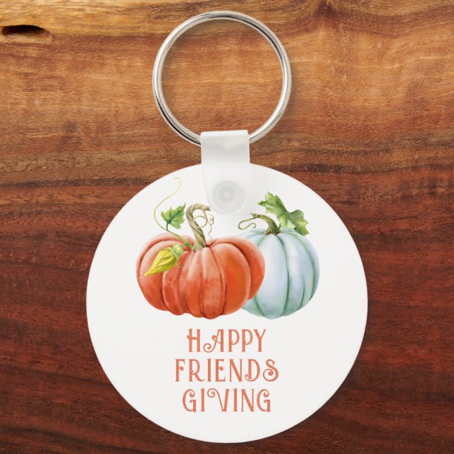 Porte-clés Citrouille Happy Friendsgiving brûlé orange chute (Recto)