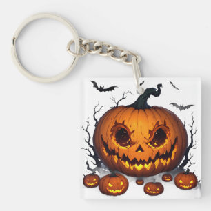 Porte-clés Citrouille massive d'Halloween avec des yeux lumin