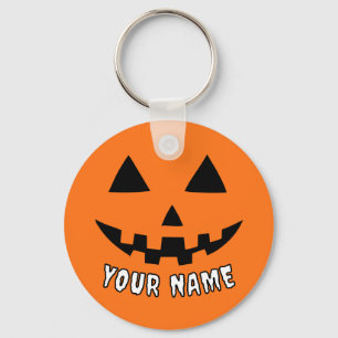 Porte-clés Citrouille orange personnalisé Halloween Votre Nom