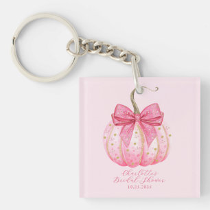 Porte-clés Citrouille rose Bow Fête des mariées personnalisée