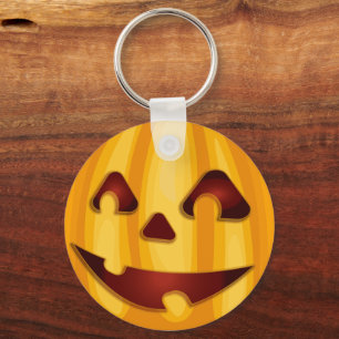 Porte-clés Citrouille sculpté souriant design Halloween
