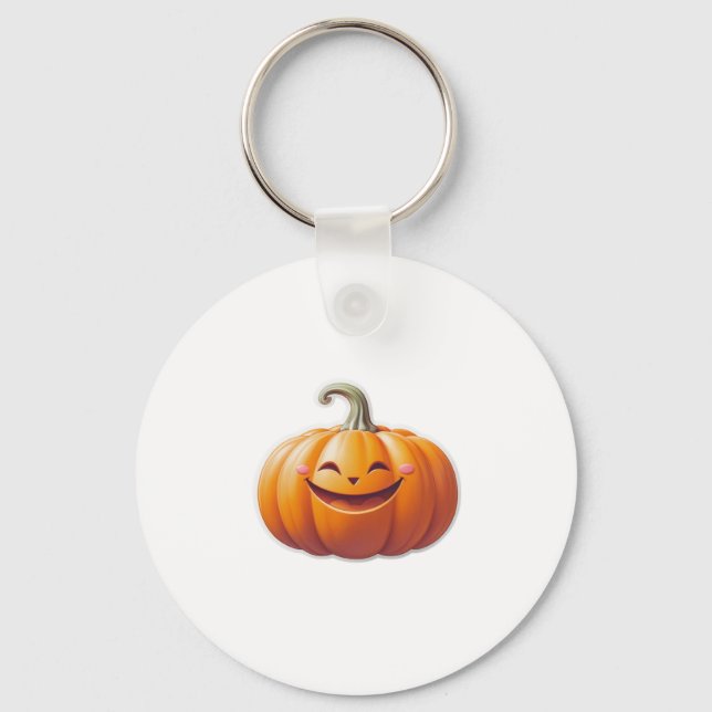 Porte-clés Citrouille souriant mignon - Caractère automne amu (Recto)