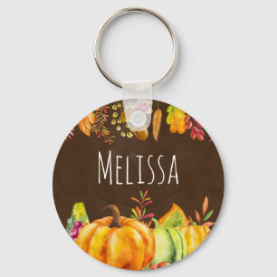 Porte-clés Citrouilles de récolte et feuilles d'automne front