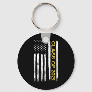 Porte-clés Cl Of 2025 Senior Patriotic American Flag Graduati