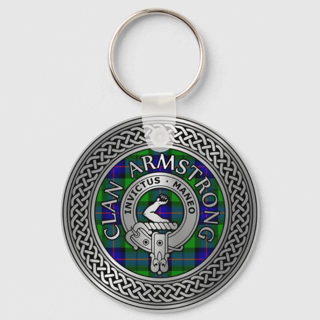 Porte-clés Clan Armstrong Crest & Tartan Knot (Recto)
