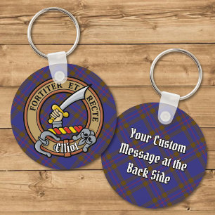 Porte-clés Clan Elliot Crest sur Tartan moderne