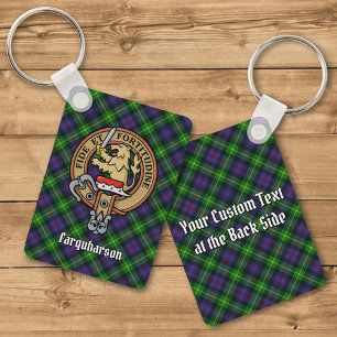 Porte-clés Clan Farquharson Crest sur Tartan Porte - clé