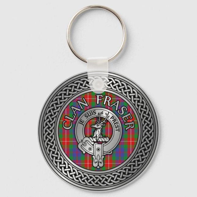 Porte-clés Clan Fraser Crest & Tartan Knot Porte - clé (Recto)