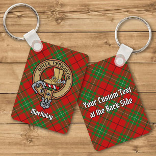 Porte-clés Clan MacAulay Crest sur Tartan Porte - clé