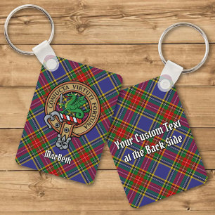 Porte-clés Clan MacBeth Crest sur Tartan Porte - clé