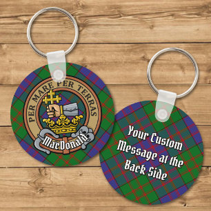 Porte-clés Clan MacDonald Crest sur Tartan Porte - clé