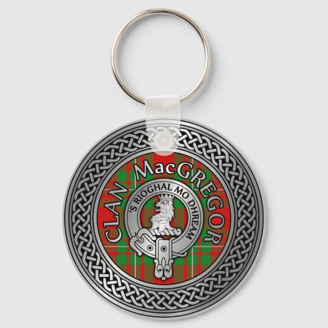 Porte-clés Clan MacGregor Crest et Tartan Knot (Recto)