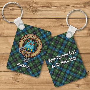 Porte-clés Clan MacKenzie Crest over Tartan Keychain