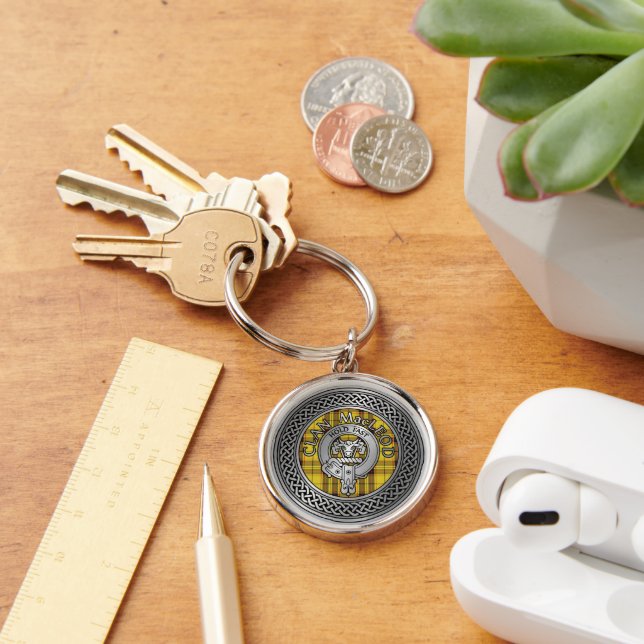 Porte-clés Clan MacLeod Crest & Tartan Knot Porte - clé (Bureau)