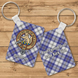 Porte-clés Clan MacPherson Crest sur la robe bleue Tartan