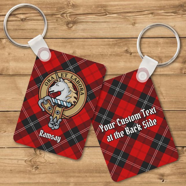 Porte-clés Clan Ramsay Crest sur Red Tartan (Créateur téléchargé)
