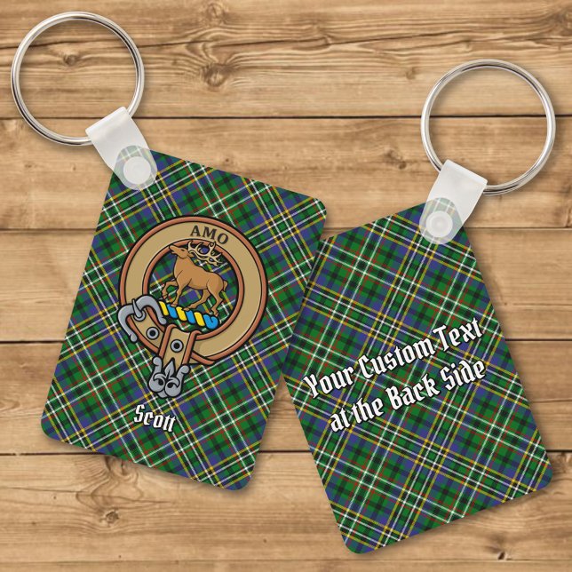 Porte-clés Clan Scott Crest sur Green Tartan Porte - clé (Créateur téléchargé)